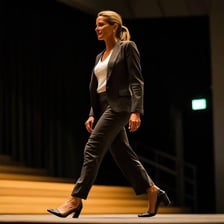 A stylish person walking confidently