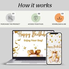 A digital greeting card with animated graphics on a screen