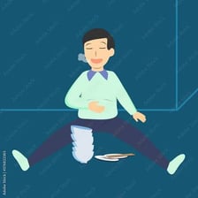 A person belching after eating.