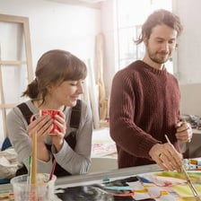 A person showing enthusiasm for a favorite hobby.