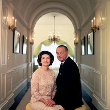 Photograph of Lyndon B. Johnson with his wife, Lady Bird