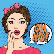 A person showing a startled, worried reaction.