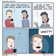 A cartoon-style exchange showing the retort “Am not!” and “Are so!”.