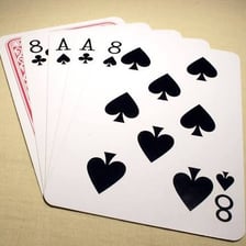 An ace playing card shown in a blackjack hand.