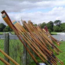 Wooden oar used to propel a boat