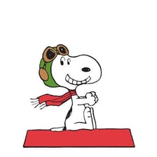 Snoopy portraying a World War I flying ace while pursuing the Red Baron.