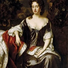 A historical portrait of Queen Anne.