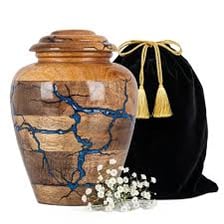 A decorative urn used to hold cremated remains
