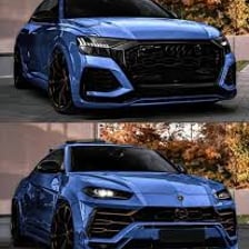 Audi and Lamborghini automobiles shown together.