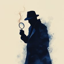 A detective working out the solution to a mystery.