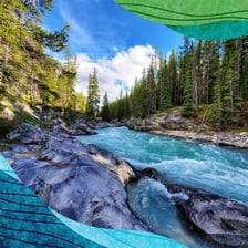 Water flowing through a river channel