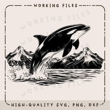 A whimsical illustration of orcas competing near a winners’ podium.