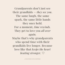 A smiling grandparent showing affection to a grandchild.