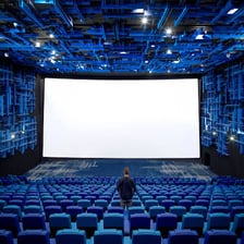 The interior of a modern multiplex cinema.