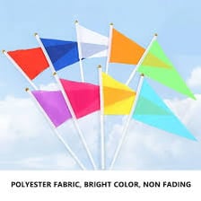 A triangular pennant flag flapping in the wind