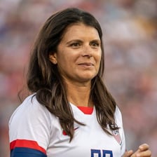 Mia Hamm playing soccer