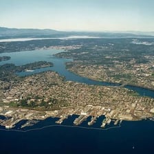 An aerial view of Puget Sound in Washington State.