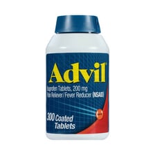 A bottle of Advil ibuprofen tablets
