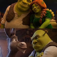 Shrek and Fiona depicted as ogres in an animated film scene
