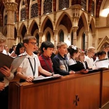 A choir singing during a Catholic Mass