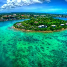 Aerial view of a tropical island in Vanuatu