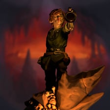 Frodo Baggins holding or carrying the One Ring