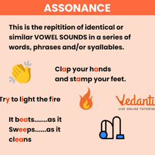 An educational diagram illustrating repeated vowel sounds in poetry.