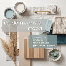 Color swatches are arranged to coordinate with an interior design palette.