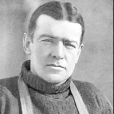 A historical portrait of Antarctic explorer Ernest Shackleton.