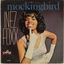 A photograph of singer Inez Foxx, known for recording “Mockingbird.”