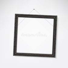 A picture frame hanging crooked on a wall