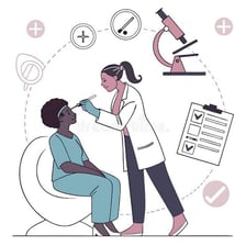 A medical-style illustration representing an involuntary facial tic.