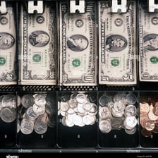 Several one-dollar bills stored in a cash register.
