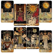 A deck of illustrated tarot cards used for divination.