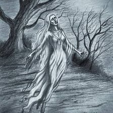 An illustration of a banshee crying out