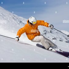 A skier moving through deep, freshly fallen snow.