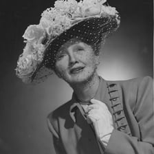 A portrait of Hollywood columnist Hedda Hopper