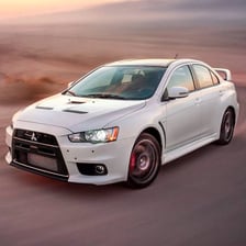 A Mitsubishi Lancer Evolution sports sedan