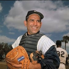 Portrait of baseball player and quotable figure Yogi Berra