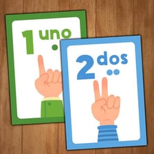 An educational card displaying the Spanish word uno