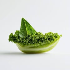 A head of lettuce shown beside a large ocean liner
