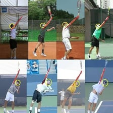 A tennis ball contacting the net during a serve.