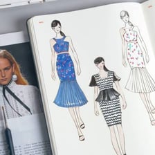 A designer's rough drawing in a sketchbook
