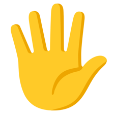 A hand with its fingers spread and angled outward