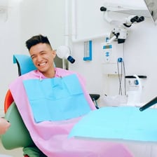 A patient appearing comfortable during a medical procedure.