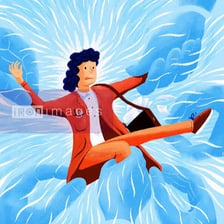 An illustration of someone rushing around in a chaotic manner