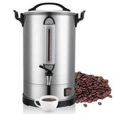 A large commercial coffee urn used to serve hot coffee