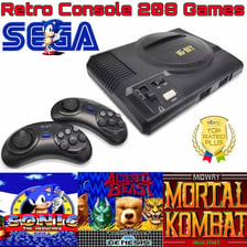 A Sega Genesis console with its controller.