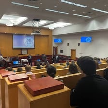 Students attending a law school classroom session