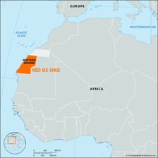 A map showing the former Río de Oro region of the Spanish Sahara.